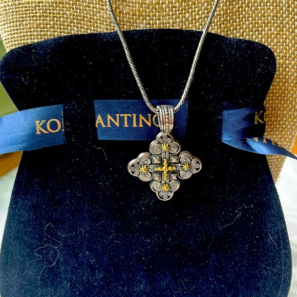 Konstantino Jewelry - Konstantino Silver and Gold Cross Pendant Necklace